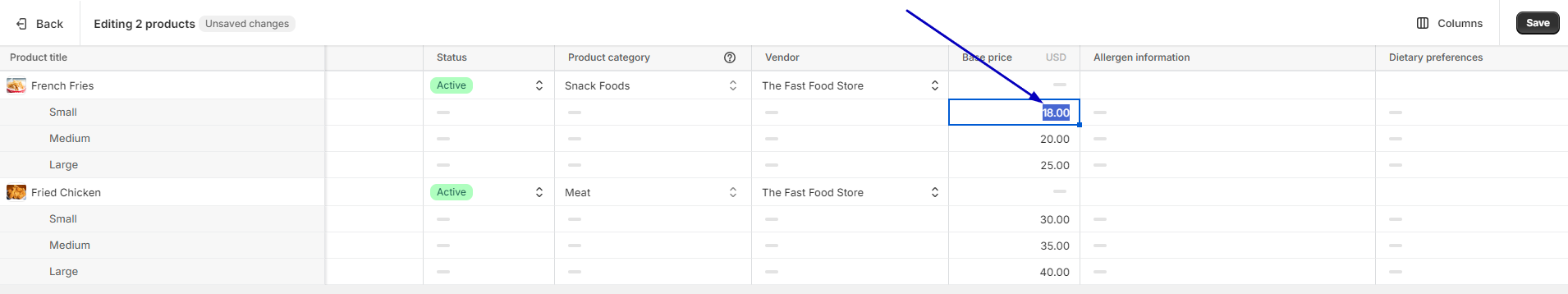 Select Properties to Edit